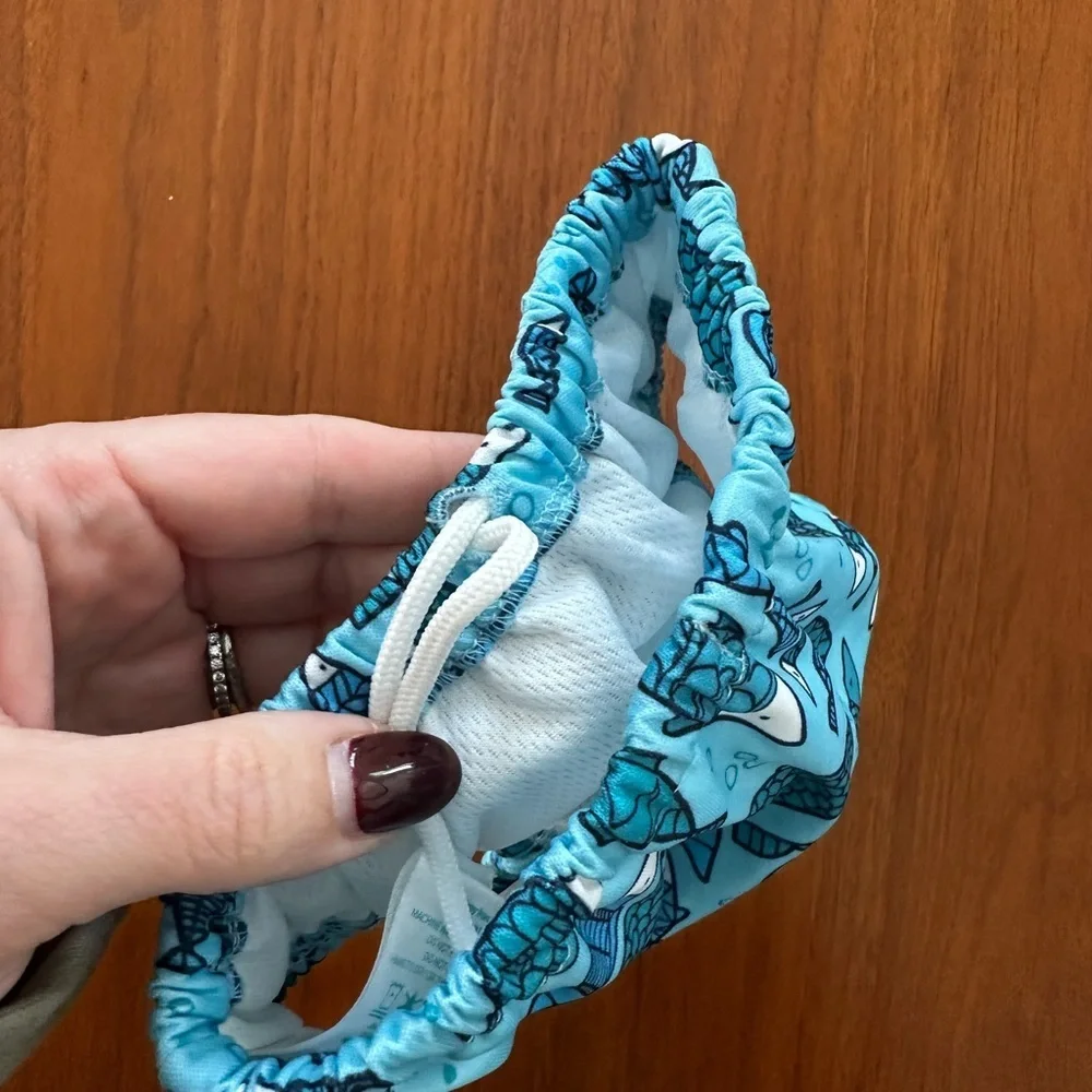 Honest Co. baby swim diaper cover in Blue Fish Pattern
